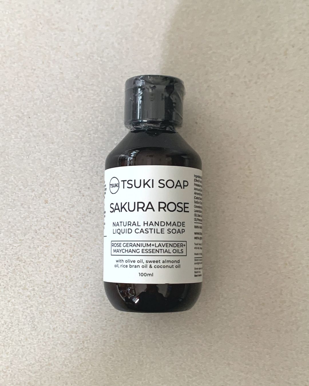 Sakura Rose Liquid Castile Soap - 100ml Travel Size