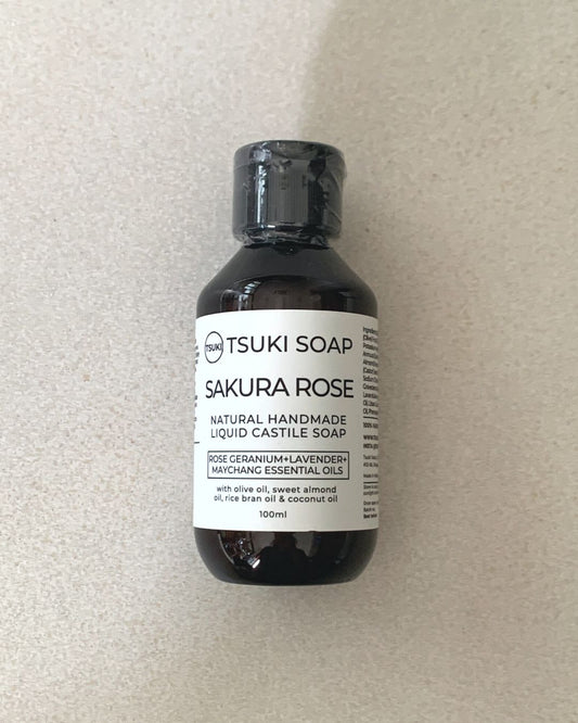 Sakura Rose Liquid Castile Soap - 100ml Travel Size