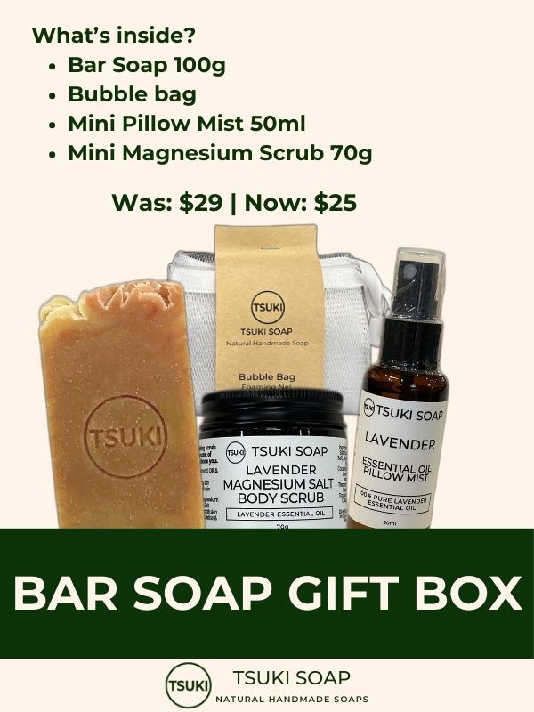 Minty Bar Soap Gift Box (Bar Soap, Bubble Bag, Scrub, Pillow Mist)