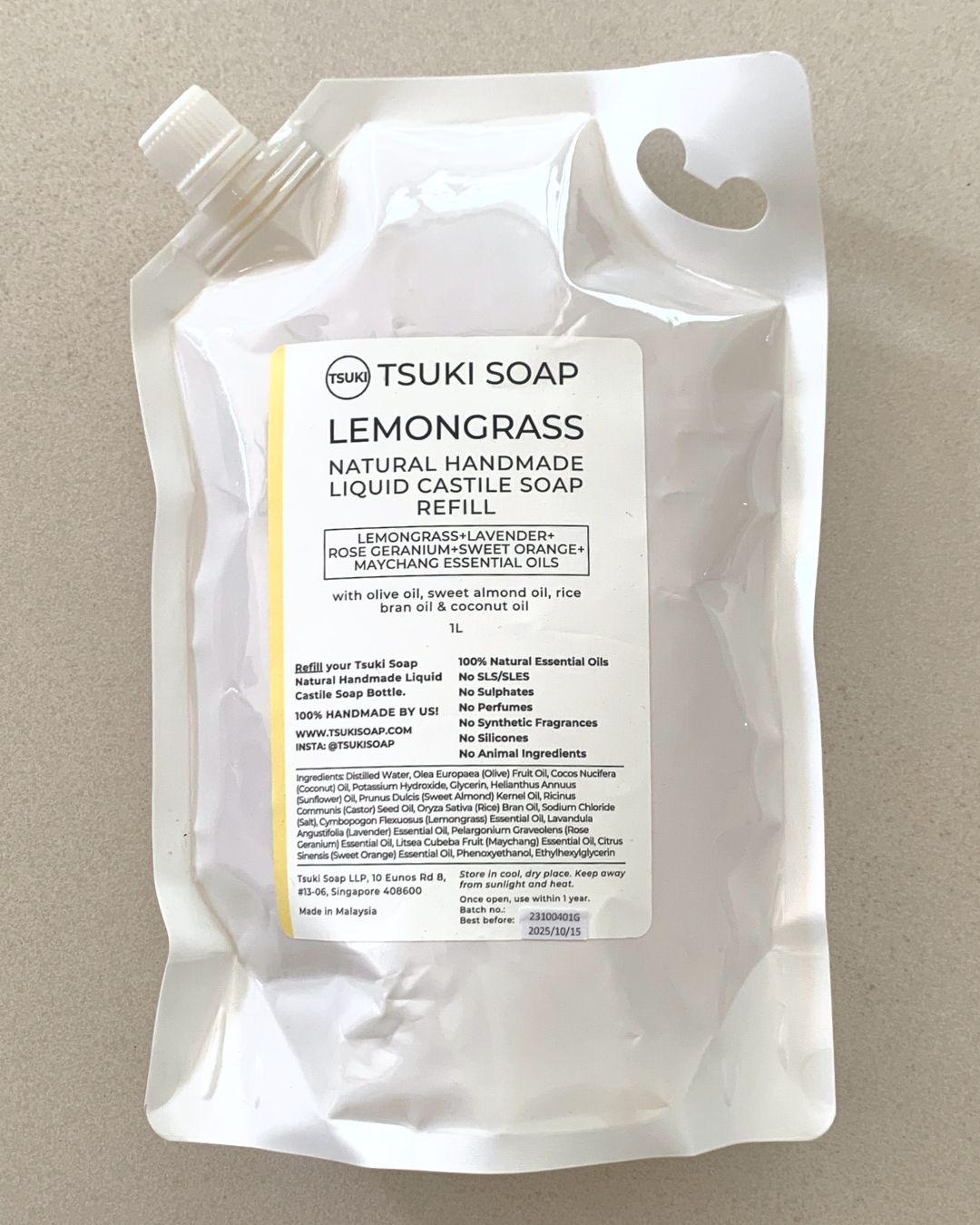 Lemongrass Liquid Castile Soap - 1L Refill