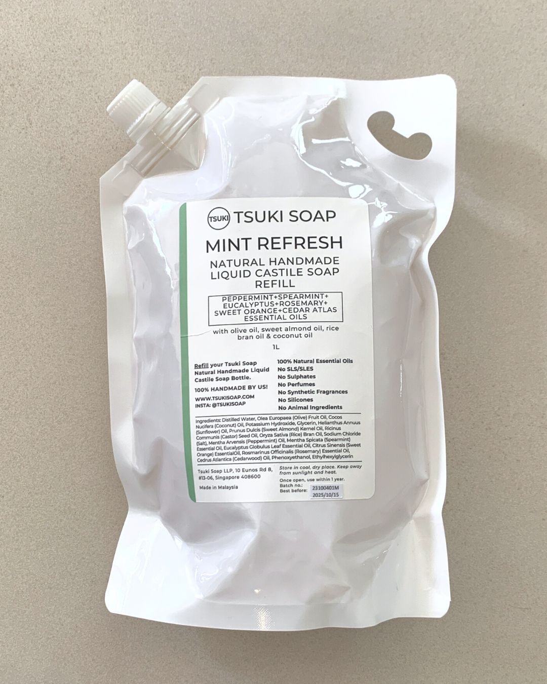 Mint Refresh Liquid Castile Soap - 1L Refill
