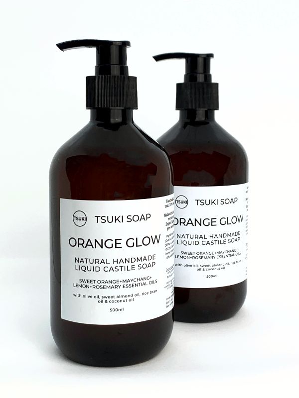 orange glow liquid castile soap 500ml two